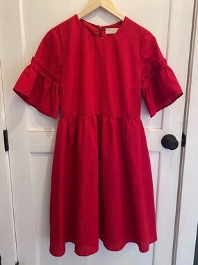 Rachel Parcell Red Textured Ruffle Sleeve Dress